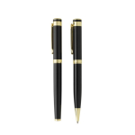 Set de stylos en laiton recyclé avec détail doré et encre bleue couleur noir deuxième vue