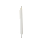 Stylo écologique au toucher doux avec clip et encre bleue couleur blanc troisième vue