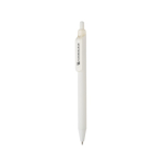 Stylo écologique au toucher doux avec clip et encre bleue couleur blanc vue avec logo