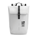 Sac à dos polyvalent en tissu résistant à l'eau avec rabat pour PC 16” couleur blanc cassé avec zone d'impression