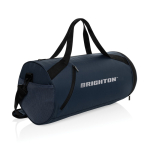 Sac de sport en RPET avec bandoulière ajustable, capacité 25L couleur bleu marine vue avec logo
