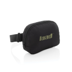 Sac bandoulière multi-usages en RPET avec sangle et capacité 1L couleur noir vue avec logo
