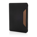 Porte-documents A5 en RPET et noyer avec papier crème, pages lignées couleur noir quatrième vue