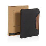 Porte-documents A5 en RPET et noyer avec papier crème, pages lignées couleur noir vue avec boîte