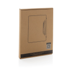 Porte-documents A5 en RPET et noyer avec papier crème, pages lignées couleur noir deuxième vue avec boîte