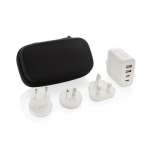 Chargeur de voyage multirégional avec sac de voyage intégré couleur blanc