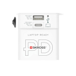 Adaptateur de voyage universel avec 2 ports et câble inclus Skross couleur blanc troisième vue