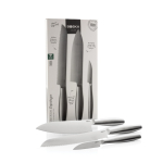 Set de couteaux de cuisine en acier inoxydable haut de gamme Boska couleur argenté brillant vue avec boîte