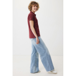 Polo femme coupe décontractée en coton piqué recyclé 220 g/m² Iqoniq couleur bordeaux troisième vue avec modèle