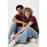 Polo femme coupe décontractée en coton piqué recyclé 220 g/m² Iqoniq couleur bordeaux cinquième vue avec modèle