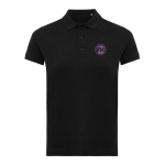 Polo femme coupe décontractée en coton piqué recyclé 220 g/m² Iqoniq couleur noir vue avec logo
