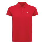 Polo femme coupe décontractée en coton piqué recyclé 220 g/m² Iqoniq couleur rouge vue avec logo