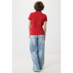 Polo femme coupe décontractée en coton piqué recyclé 220 g/m² Iqoniq couleur rouge troisième vue avec modèle