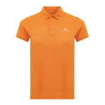 Polo femme coupe décontractée en coton piqué recyclé 220 g/m² Iqoniq couleur orange vue avec logo