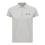 Polo femme coupe décontractée en coton piqué recyclé 220 g/m2 Iqoniq couleur gris clair avec zone d'impression