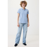 Polo femme coupe décontractée en coton piqué recyclé 220 g/m² Iqoniq couleur cyan vue avec modèle