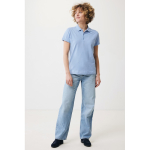 Polo femme coupe décontractée en coton piqué recyclé 220 g/m² Iqoniq couleur cyan deuxième vue avec modèle
