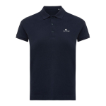 Polo femme coupe décontractée en coton piqué recyclé 220 g/m² Iqoniq couleur bleu marine vue avec logo