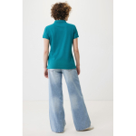 Polo femme coupe décontractée en coton piqué recyclé 220 g/m² Iqoniq couleur vert pastel deuxième vue avec modèle