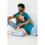 Polo femme coupe décontractée en coton piqué recyclé 220 g/m² Iqoniq couleur vert pastel cinquième vue avec modèle