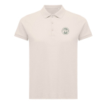 Polo femme coupe décontractée en coton piqué recyclé 220 g/m² Iqoniq couleur rose clair  vue avec logo