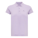 Polo femme coupe décontractée en coton piqué recyclé 220 g/m² Iqoniq couleur lilas vue avec logo