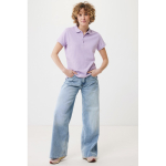 Polo femme coupe décontractée en coton piqué recyclé 220 g/m² Iqoniq couleur lilas deuxième vue avec modèle