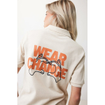 Polo femme coupe décontractée en coton piqué recyclé 220 g/m² Iqoniq couleur blanc cassé