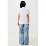 Polo femme coupe décontractée en coton piqué recyclé 220 g/m2 Iqoniq couleur blanc cassé quatrième vue avec modèle