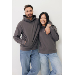 Sweat-shirt unisexe avec capuche en coton recyclé 280 g/m2 Iqoniq couleur argenté mat vue avec modèle