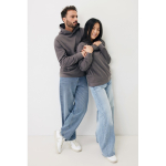 Sweat-shirt unisexe avec capuche en coton recyclé 280 g/m2 Iqoniq couleur argenté mat deuxième vue avec modèle