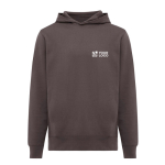 Sweat-shirt unisexe avec capuche en coton recyclé 280 g/m2 Iqoniq couleur argenté mat avec zone d'impression