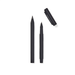 Set de stylos en aluminium recyclé avec revêtement en caoutchouc couleur noir