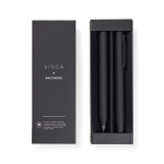 Set de stylos en aluminium recyclé avec revêtement en caoutchouc couleur noir vue avec boîte