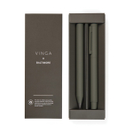 Set de stylos en aluminium recyclé avec revêtement en caoutchouc couleur vert vue avec boîte