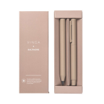Set de stylos en aluminium recyclé avec revêtement en caoutchouc couleur ivoire vue avec boîte