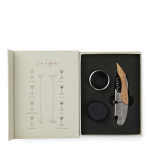 Set de vin avec boîte cadeau en forme de livre classique couleur blanc cassé avec zone d'impression