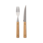Set de couverts en acier inoxydable de 8 pièces pour barbecue couleur marron