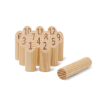 Mini-jeu de chiffres avec 12 quilles numérotées et 1 quille à lancer couleur marron