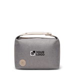 Trousse de toilette en polyester recyclé avec poche intérieure couleur gris avec zone d'impression