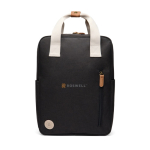 Sac à dos de voyage écologique avec poche latérale pour bouteille couleur noir vue avec logo