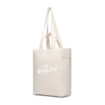 Sac en toile recyclée à fermeture éclair 400 g/m2 couleur blanc cassé vue avec logo
