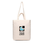 Sac en toile recyclée à fermeture éclair 400 g/m2 couleur blanc cassé avec zone d'impression