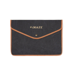 Housse ordinateur portable en toile recyclée avec bords colorés 16” couleur noir vue avec logo