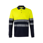 Polo de travail piqué manches longues haute visibilité 150 g/m² Velilla couleur jaune deuxième vue