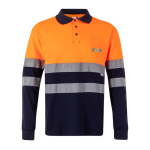 Polo de travail piqué manches longues haute visibilité 150 g/m² Velilla avec zone d'impression