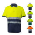 Polo de travail en piqué bicolore manches courtes 150 g/m² Velilla diverses couleurs