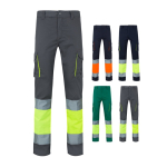 Pantalon de travail multipoches extensible bicolore 240 g/m² Velilla diverses couleurs