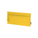 Trousse rectangulaire en RPET avec fermeture éclair assortie couleur jaune première vue