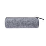 Trousse cylindrique en feutre RPET avec fermeture éclair couleur gris première vue